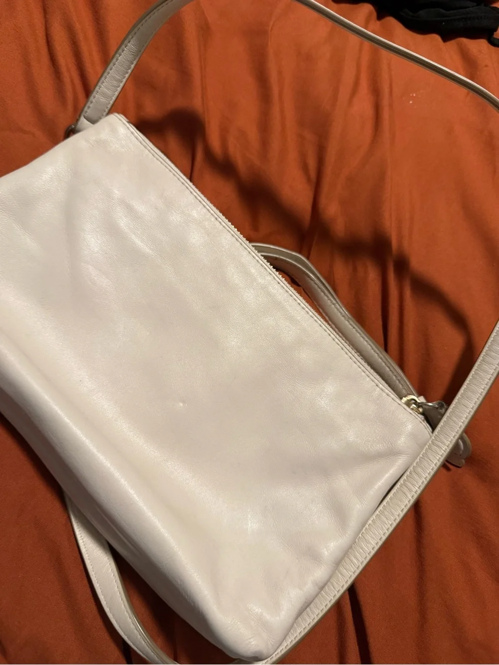Coach Cream Leather Shoulder Bag with Polished Hardware